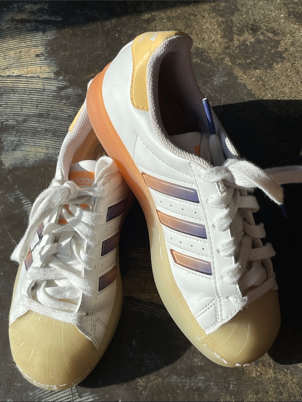 Adidas Superstar White Acid Orange Youth Sneakers